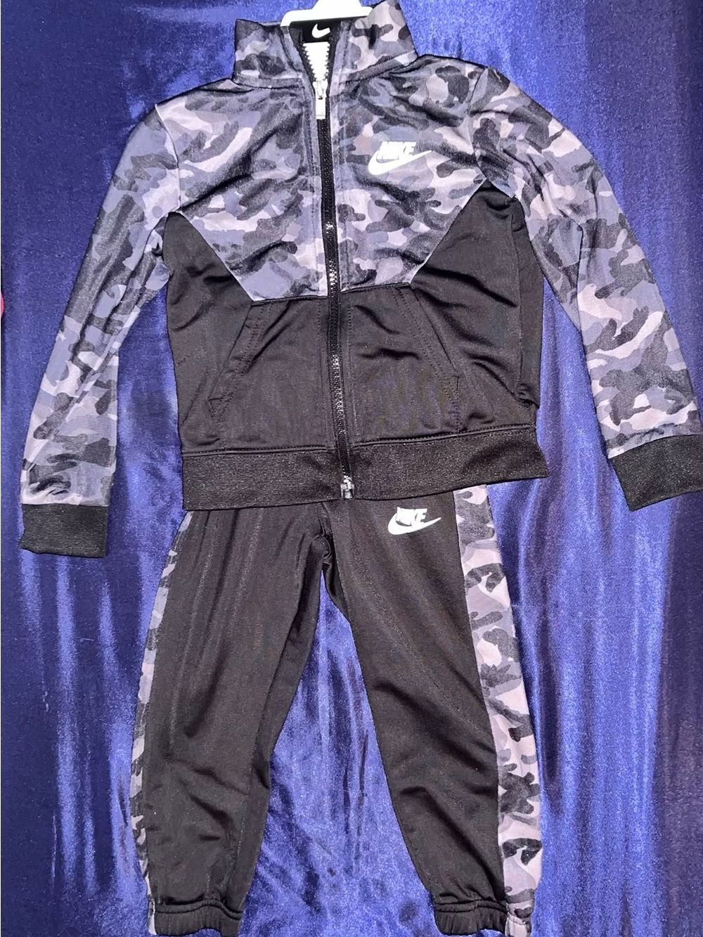 Nike Black & Gray Camo Kids Track Jacket and Pants | 3T